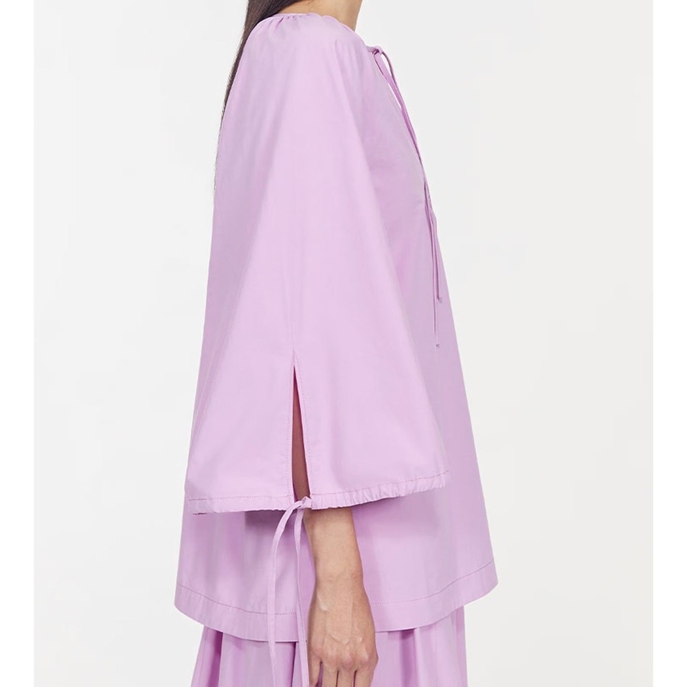 Rodebjer Gala Blouse Lavender Pink Wide Sleeve Minimalist Organic Cotton S NEW